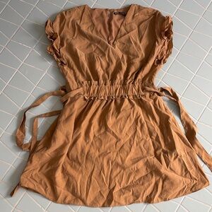 Zara side tie Elegant Brown Dress